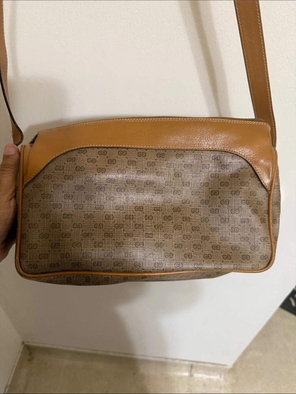 Gucci Tan/Brown Monogram Crossbody Bag